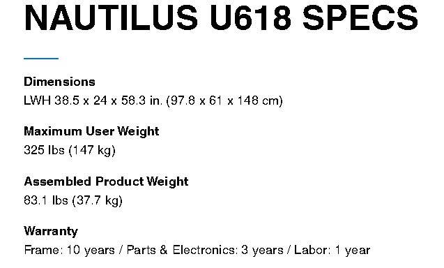 Nautilus U618 warranty