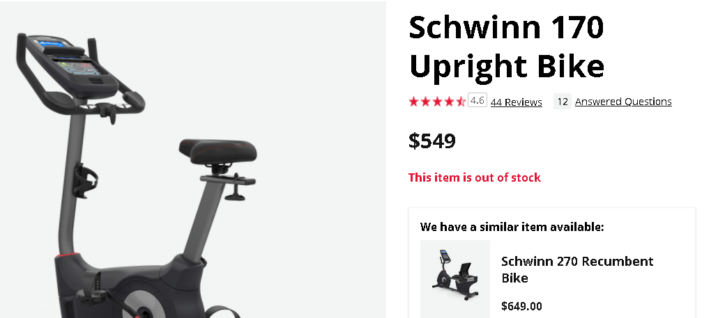schwinn 170 pricing