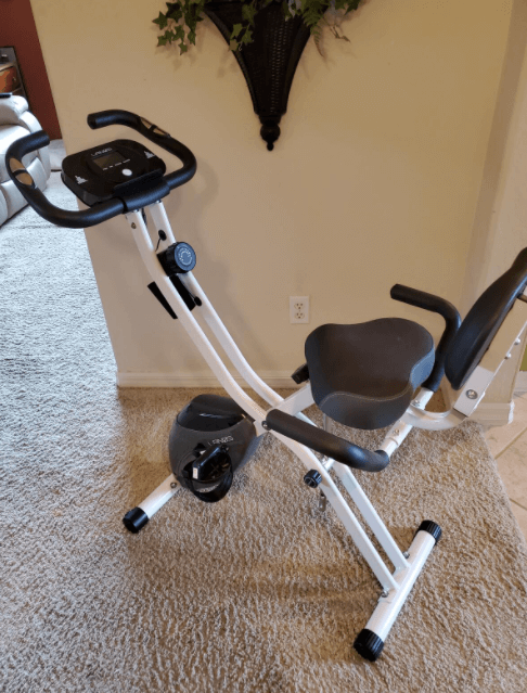 Another Great foldable bike with backrest is the Lanos Folding Exercise Bike