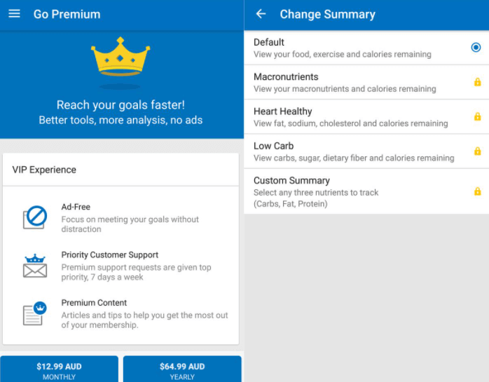 Samsung Health and MyFitnessPal Premium Pricing