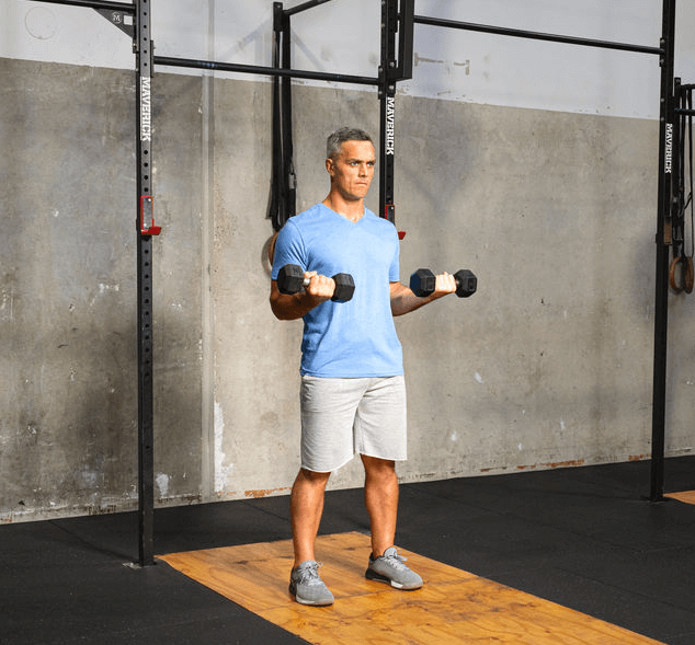 Just as is the case with any other standing exercise, the stance is crucial when doing dumbbell curls