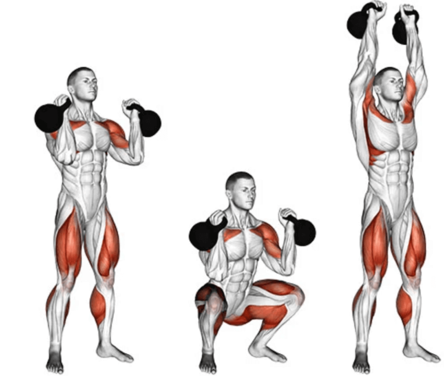 Squat to Overhead Press target different muscles which you should know before starting the workout
