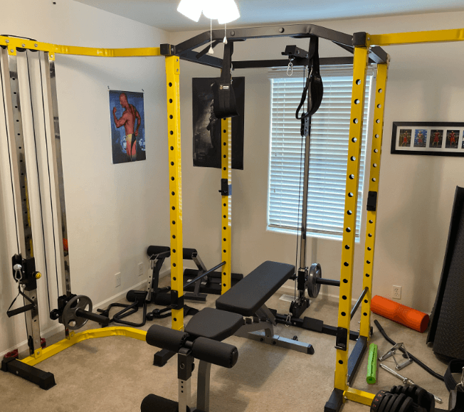 Hulkfit cable crossover features heavy duty steel frame with weight load capacity of 1000 pounds